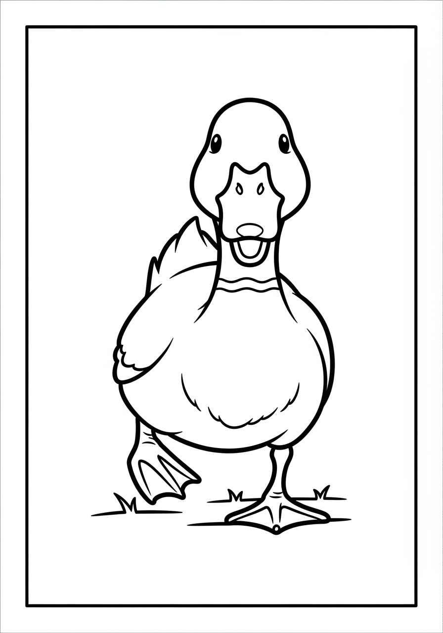 Desenho de Pato caminhando no gramado para colorir