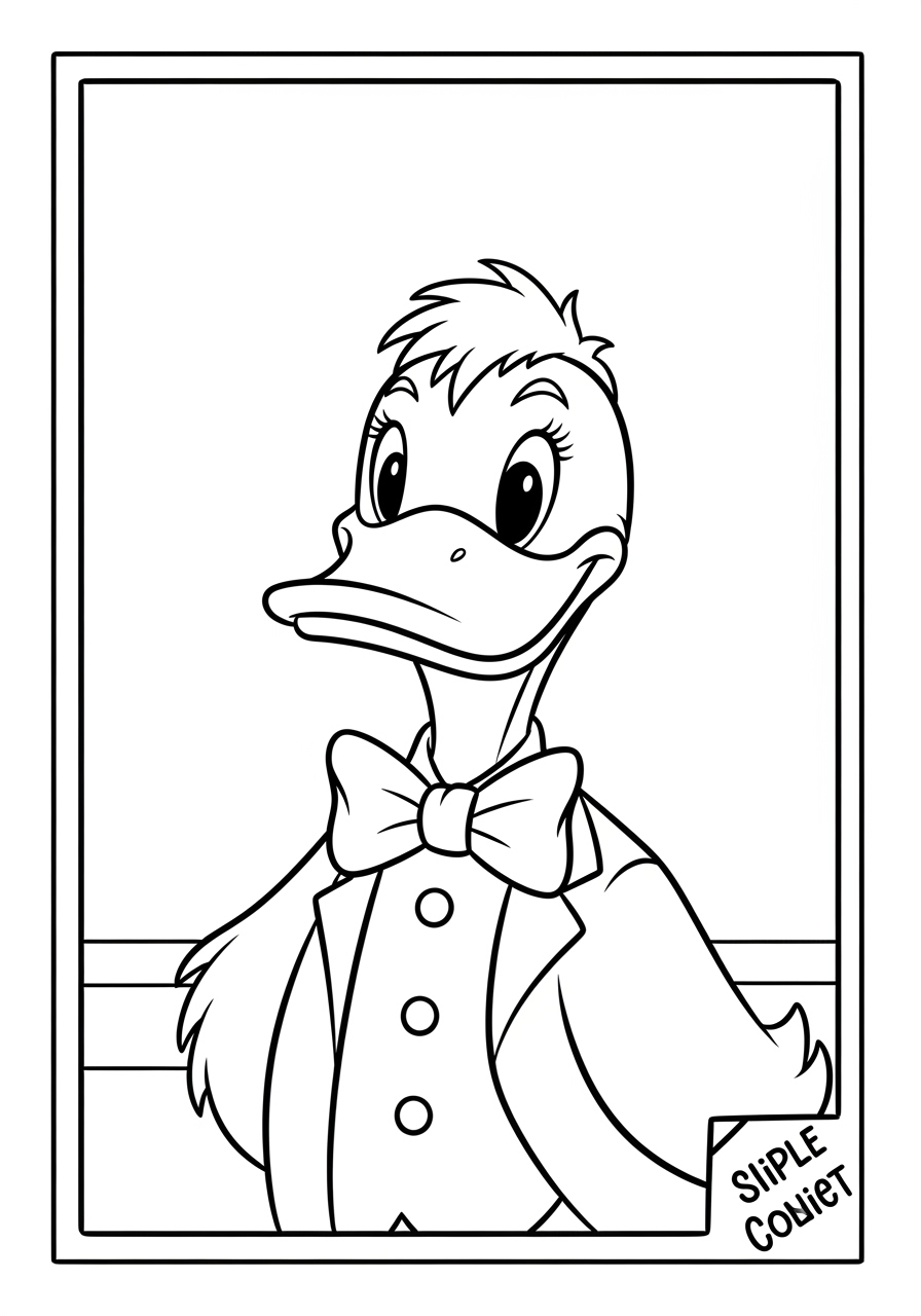 Desenho de Pato elegante com gravata para colorir