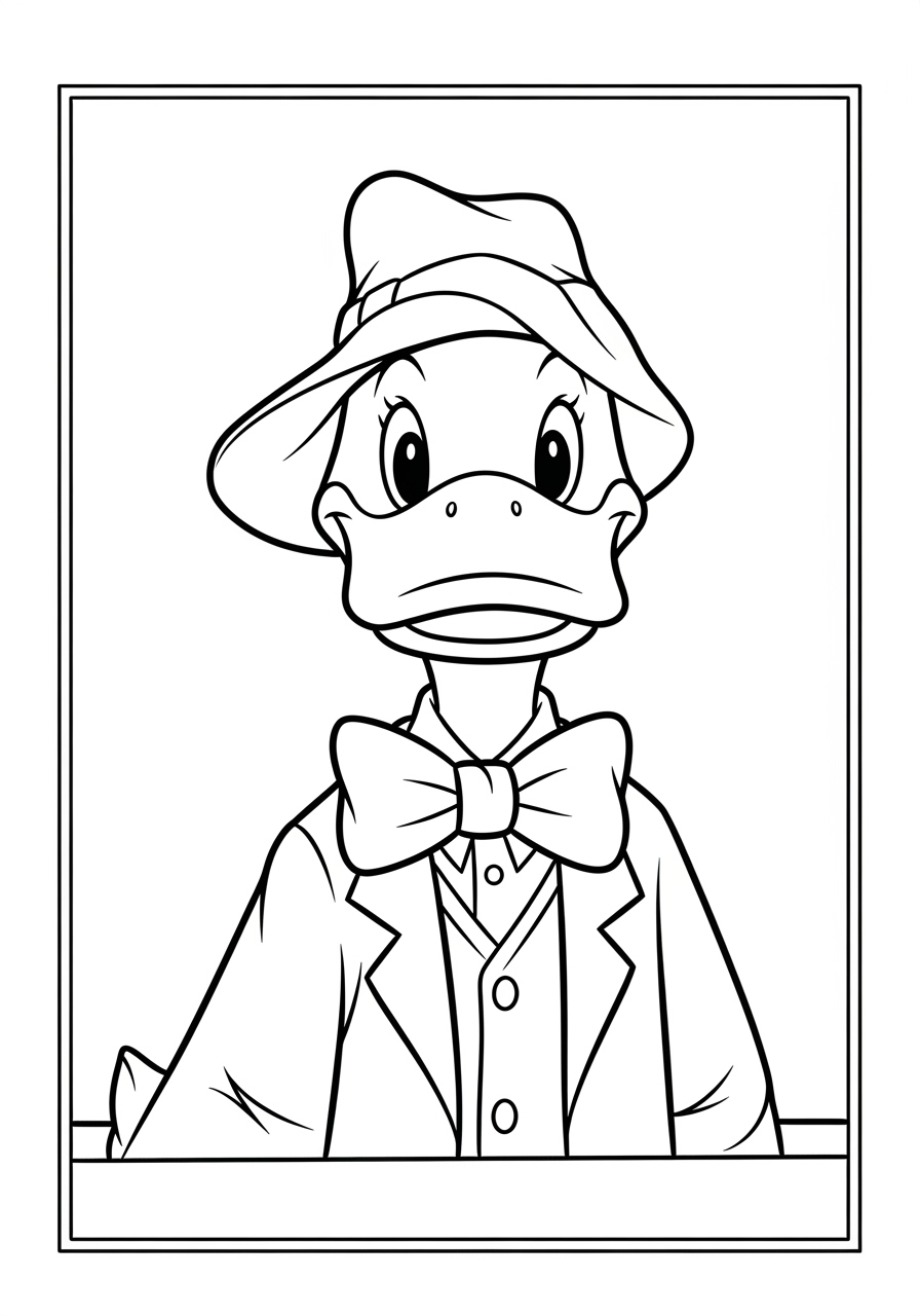 Desenho de Pato com chapéu para colorir