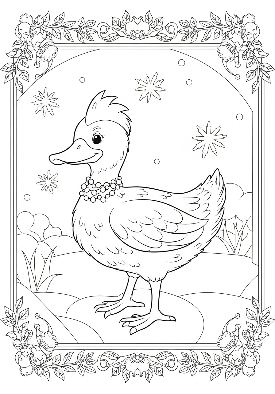Desenho de Pato elegante com colar para colorir