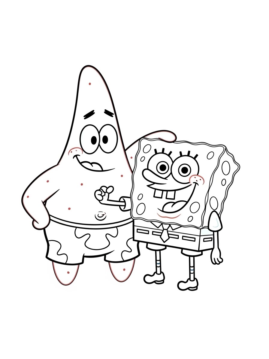 Desenho do Patrick Estrela e Bob Esponja para colorir