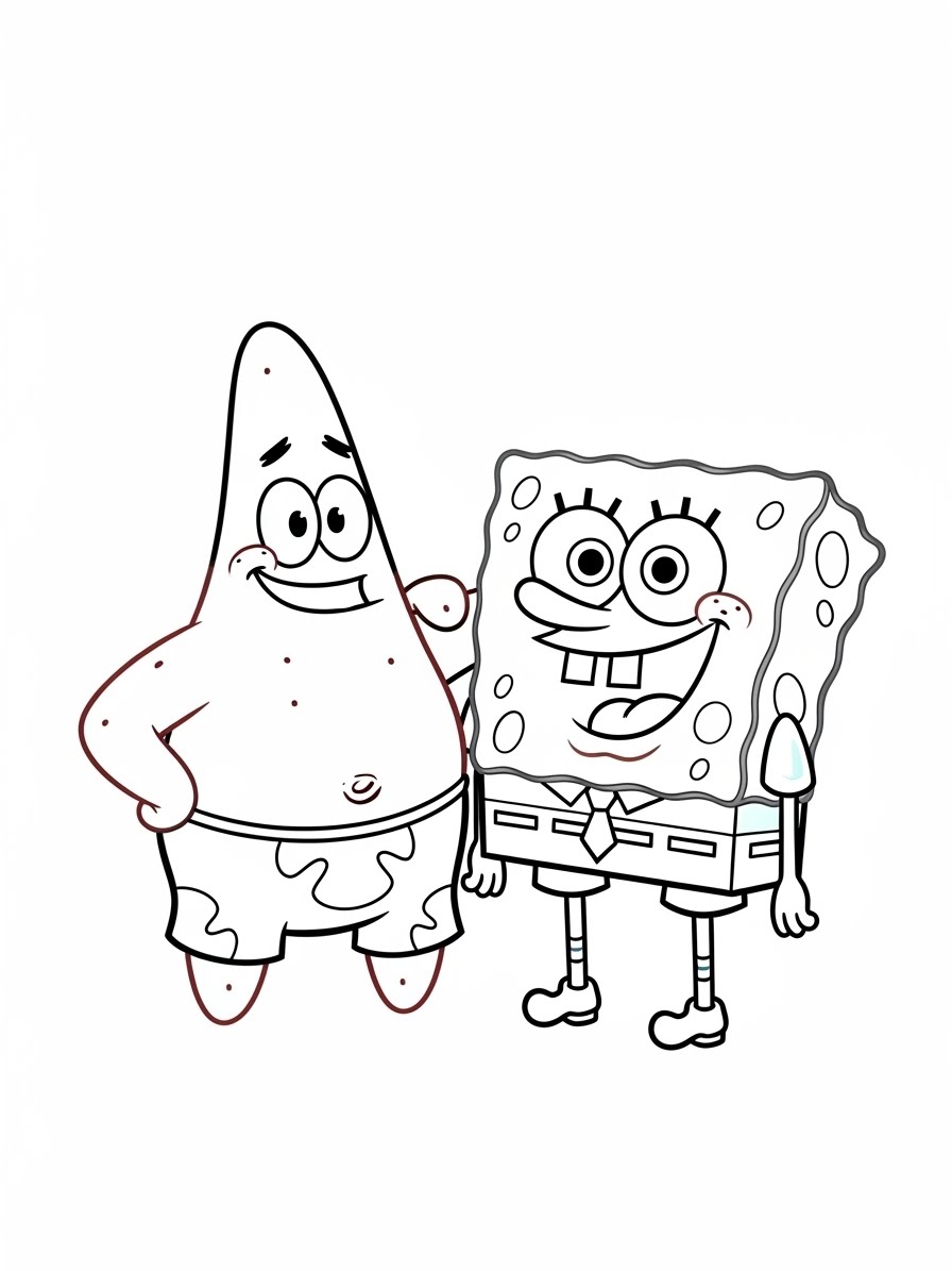 Desenho do Patrick Estrela e Bob Esponja para colorir