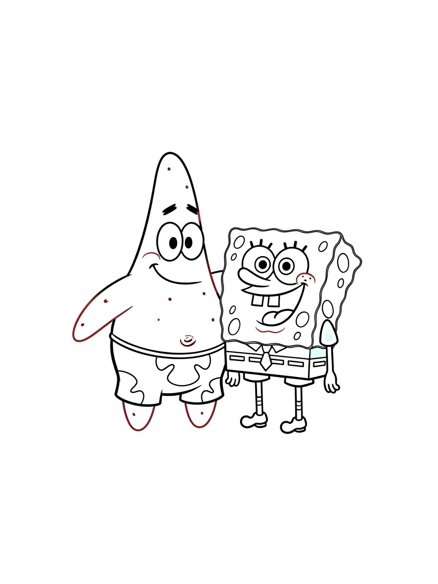 Desenho do Patrick Estrela e Bob Esponja para colorir