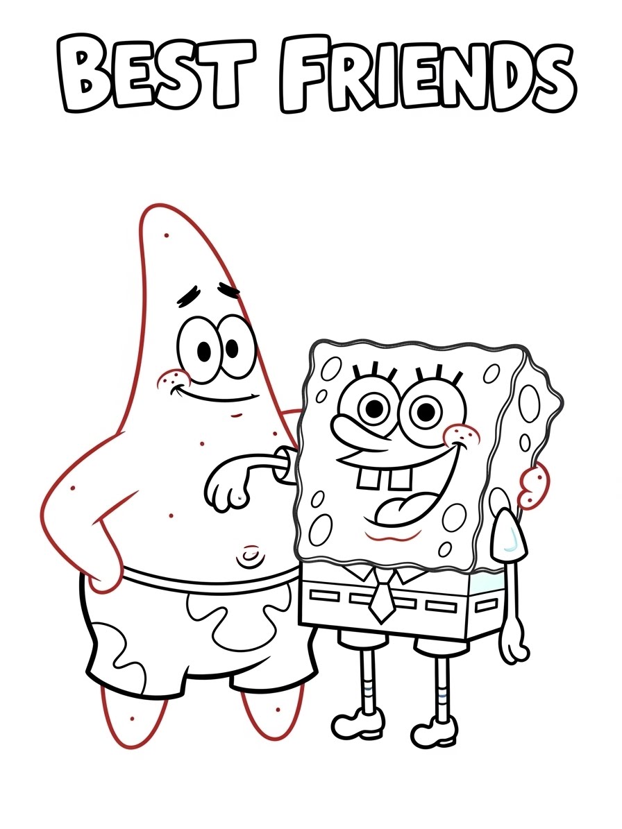 Desenho do Patrick Estrela e Bob Esponja para colorir