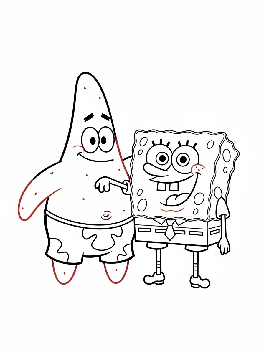 Desenho do Patrick Estrela e Bob Esponja para colorir