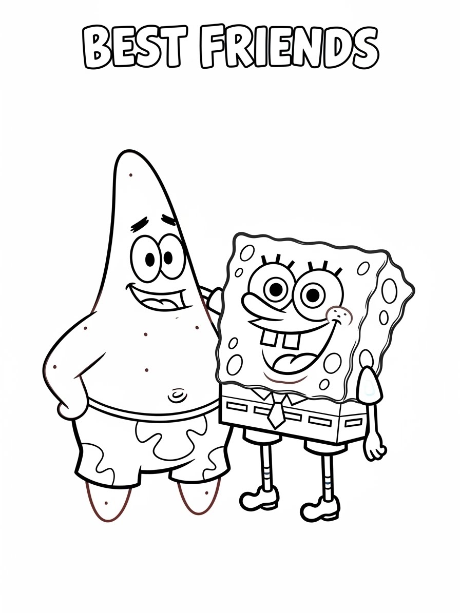 Desenho do Patrick Estrela e Bob Esponja para colorir