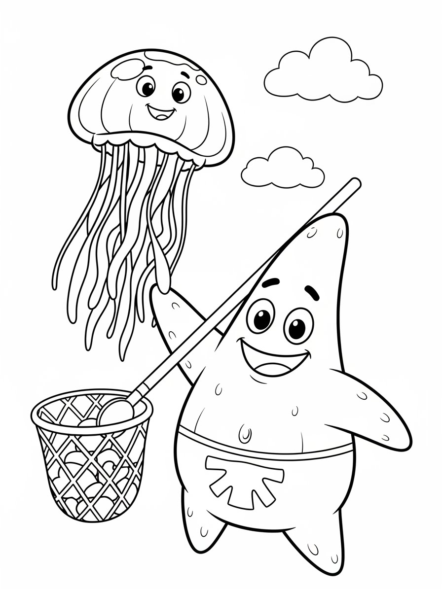 Desenho do Patrick Estrela e Medusa para colorir