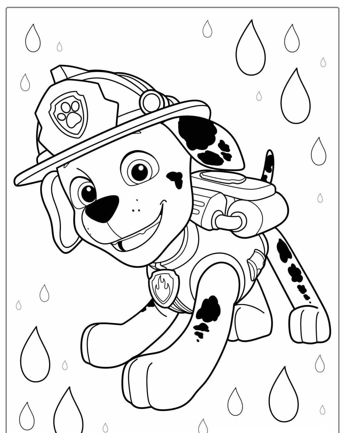Desenho da Patrulha Canina Marshall com seu chapéu para colorir