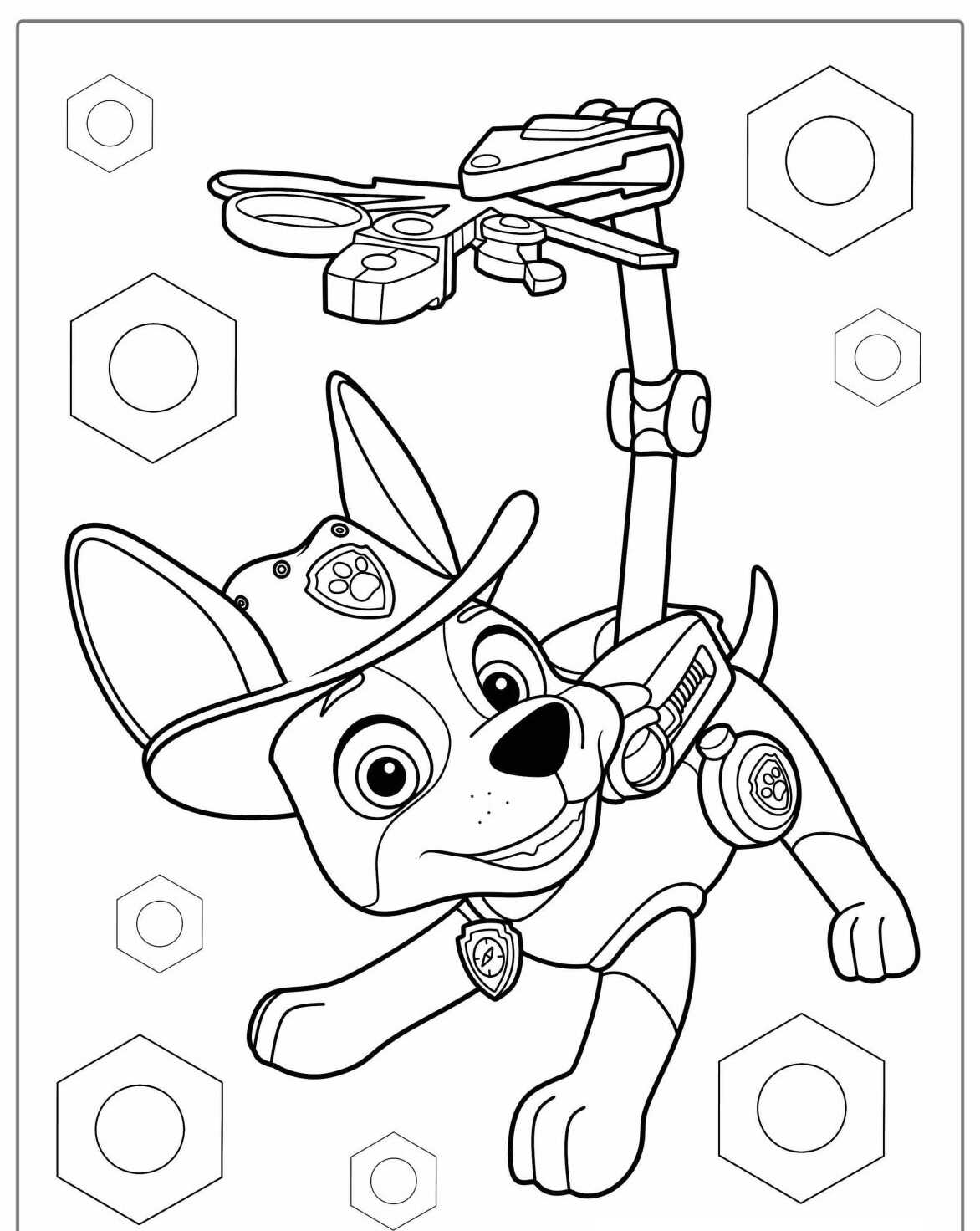 Desenho da Patrulha Canina Chase com equipamento para colorir