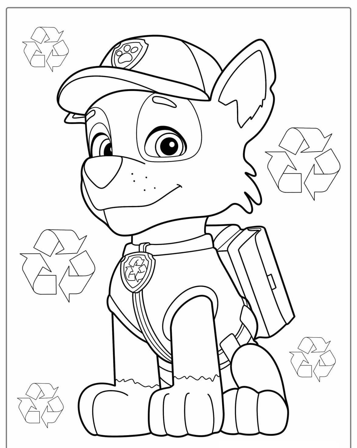 Desenho da Patrulha Canina Chase com mochila para colorir