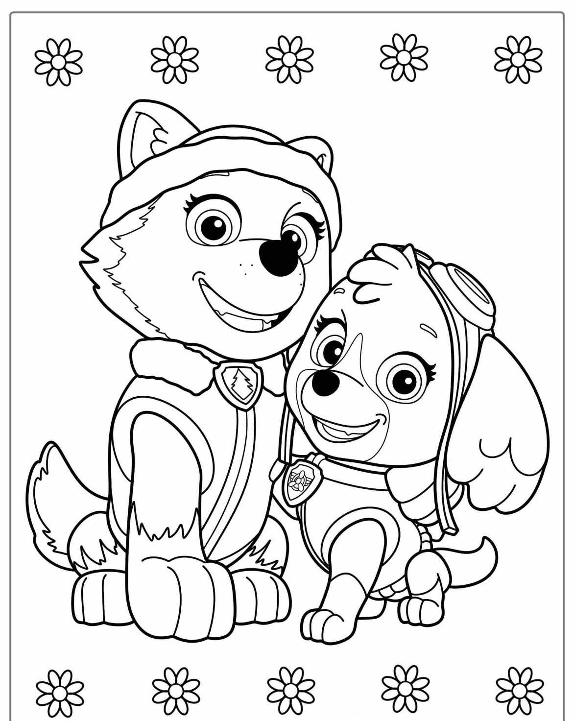 Desenho da Patrulha Canina Chase e Skye para colorir