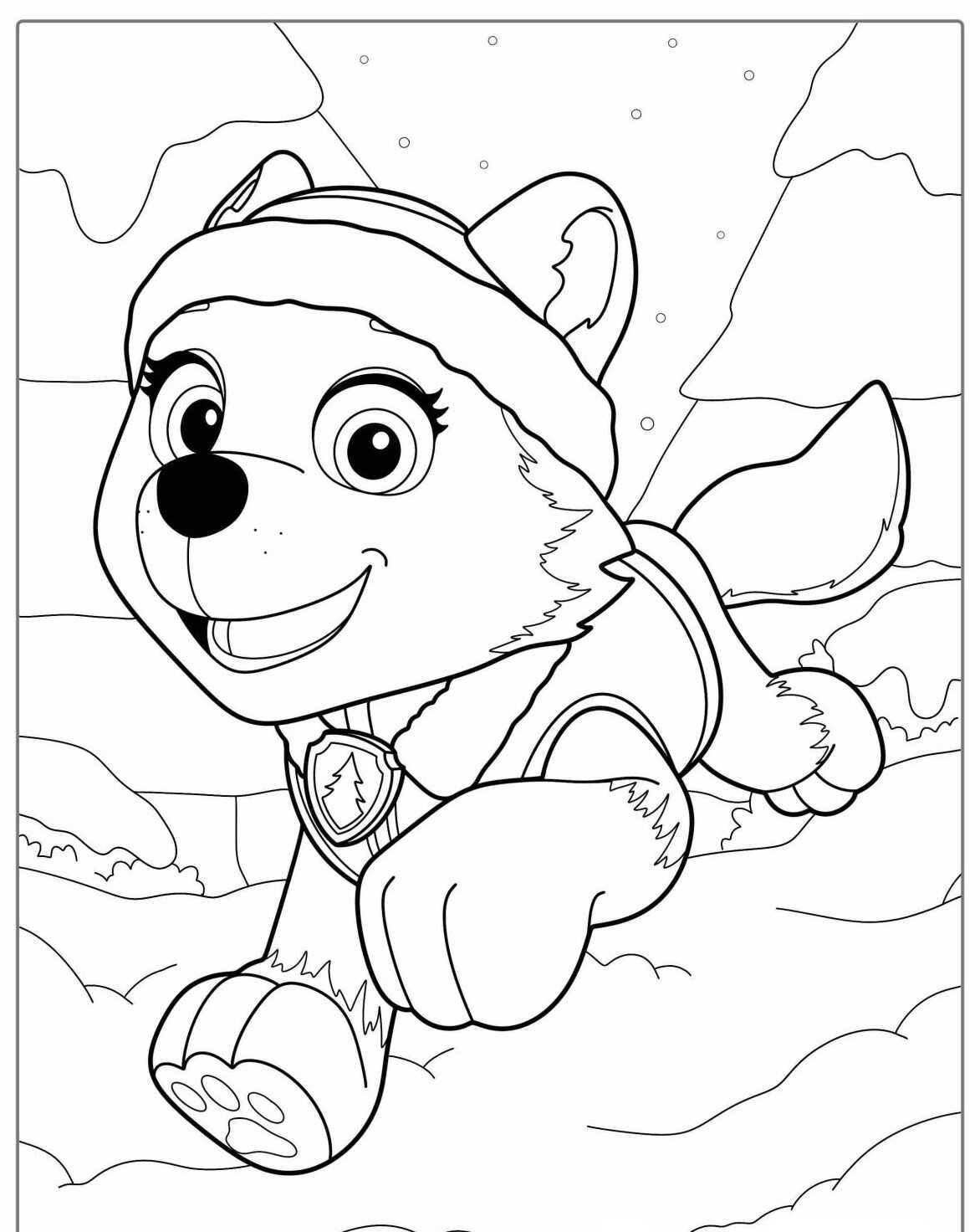 Desenho da Patrulha Canina Skye correndo para colorir