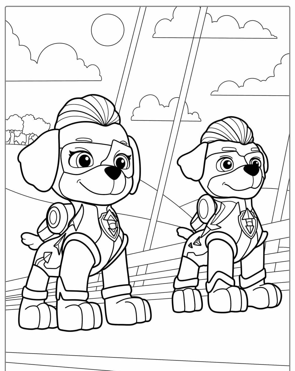 Desenho da Patrulha Canina Skye pronta para colorir
