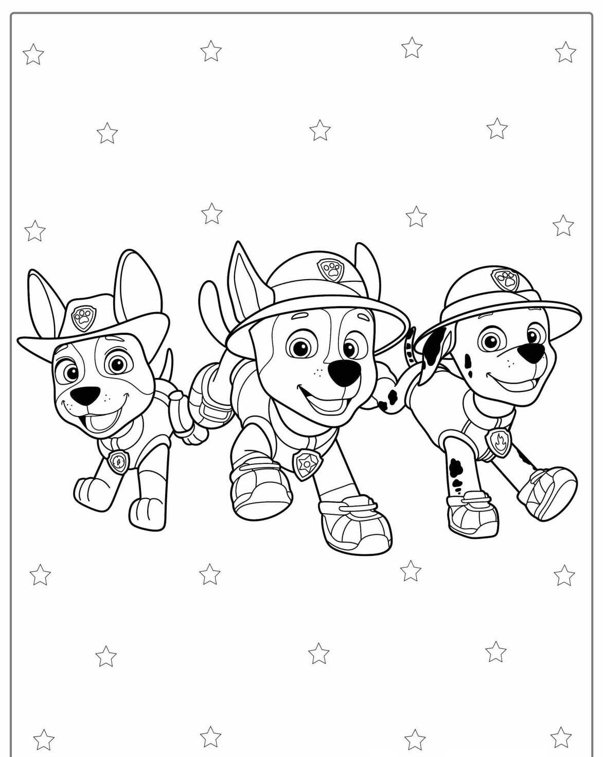 Desenho da Patrulha Canina Chase Rubble e Marshall para colorir
