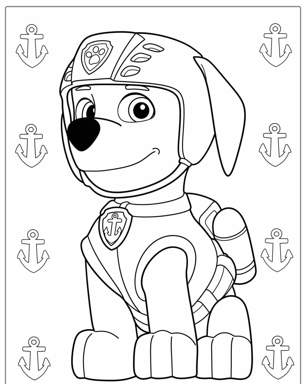 Desenho da Patrulha Canina Chase com âncoras para colorir