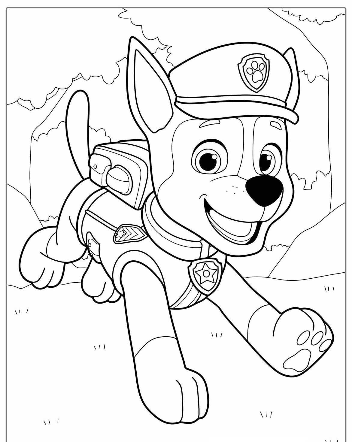 Desenho da Patrulha Canina Chase para colorir e imprimir