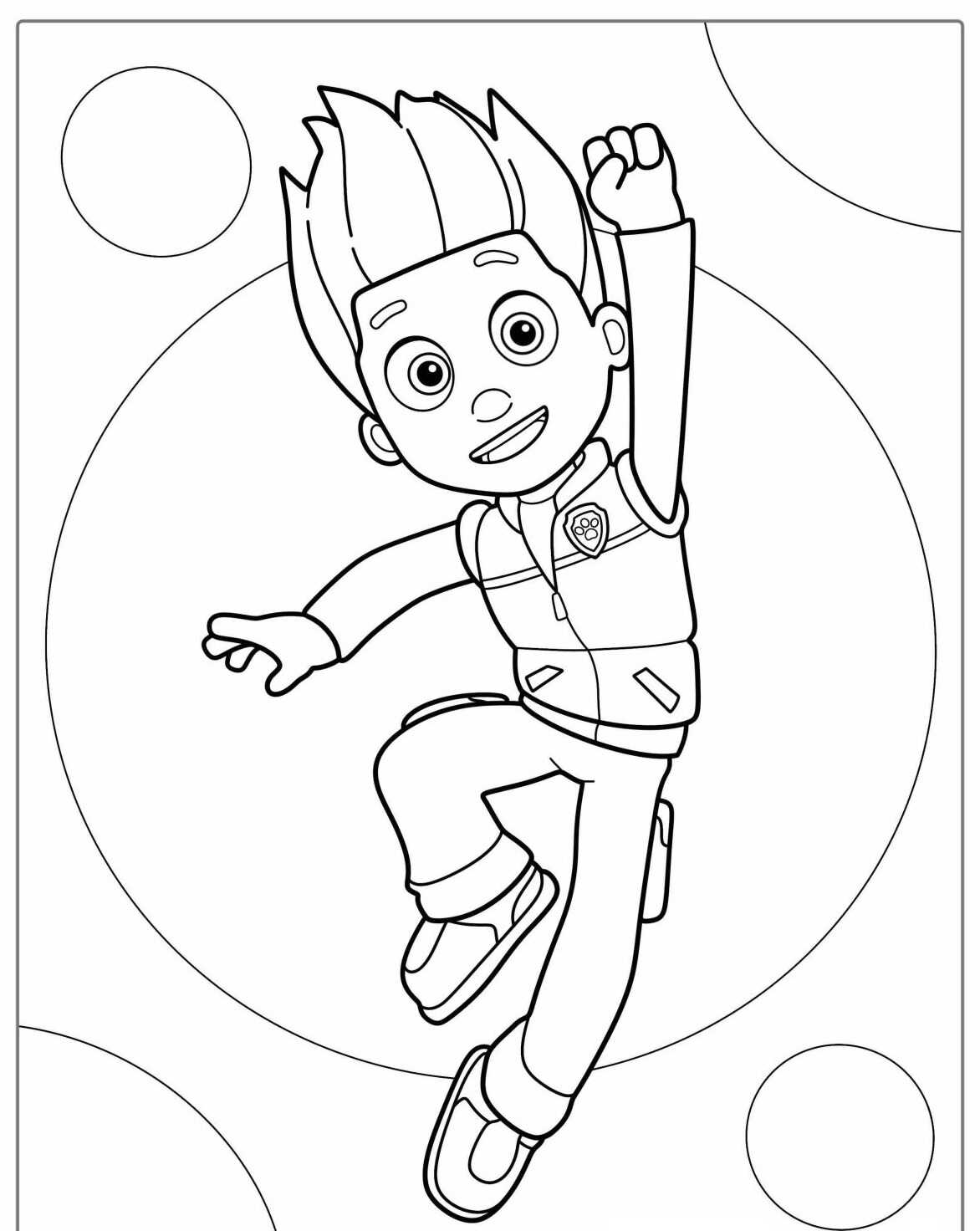 Desenho da Patrulha Canina Ryder pulando para colorir