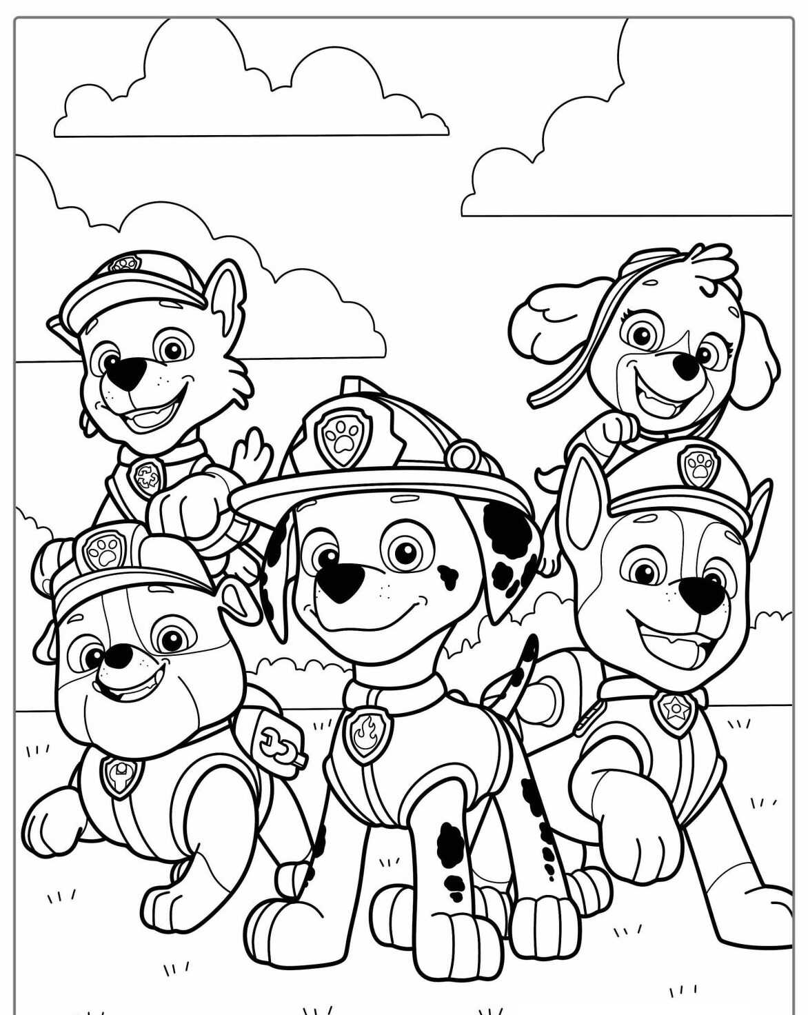 Desenho da Patrulha Canina personagens prontos para colorir