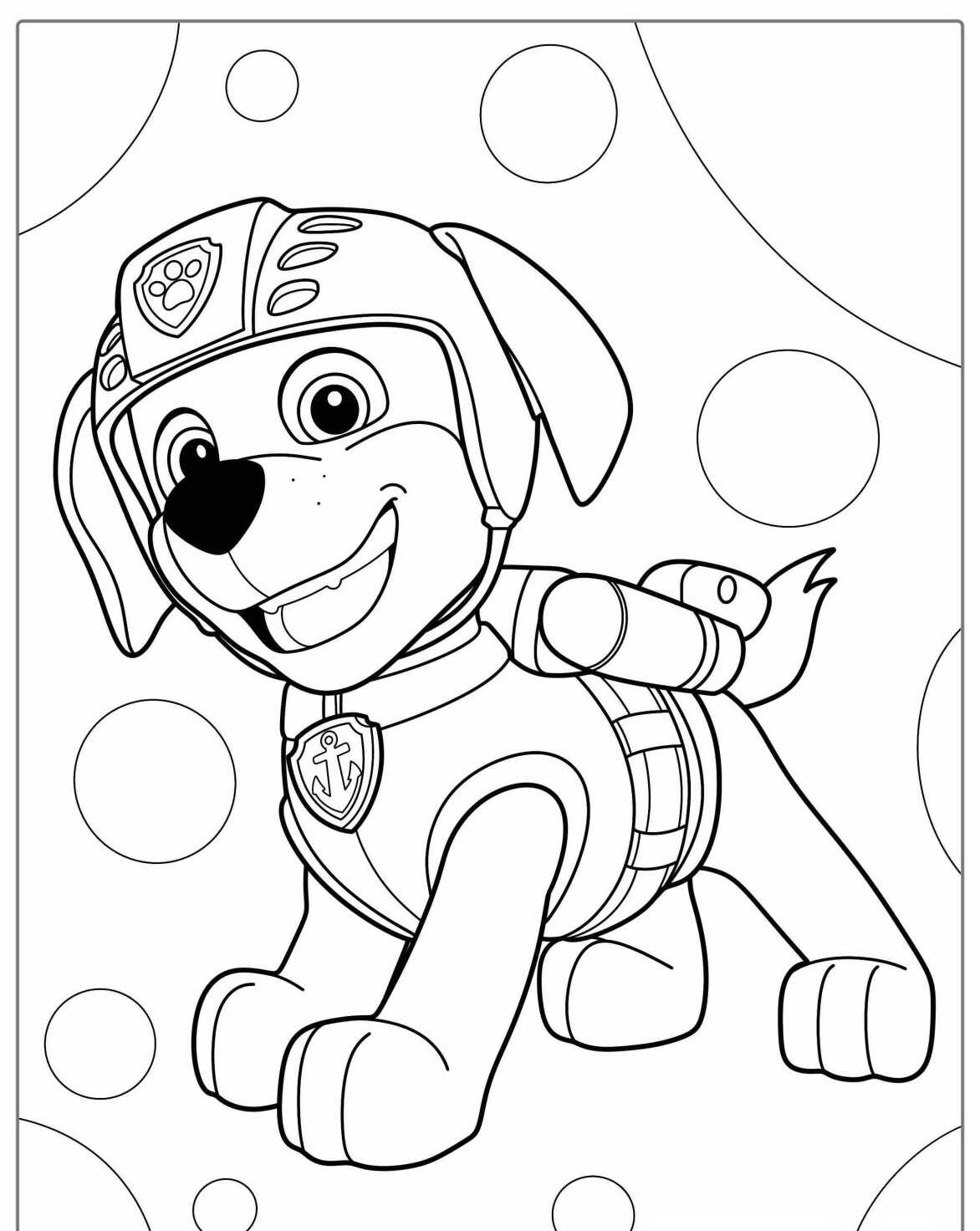 Desenho da Patrulha Canina Rubble para imprimir e colorir