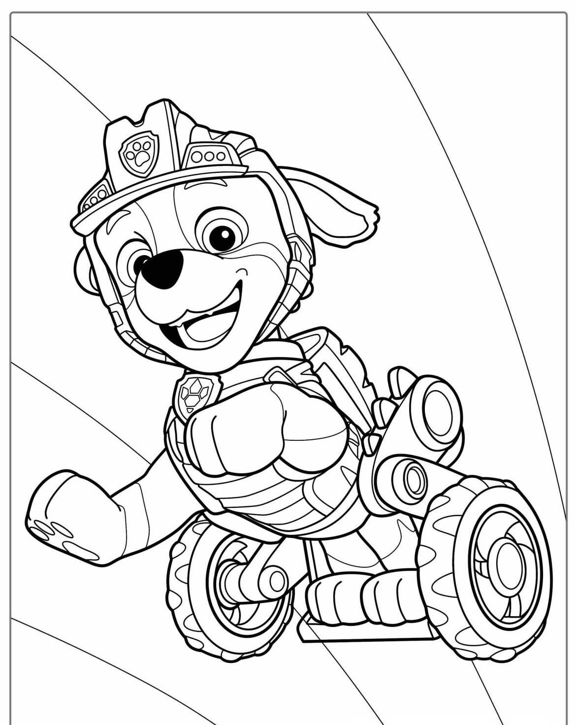 Desenho da Patrulha Canina Chase com moto para colorir