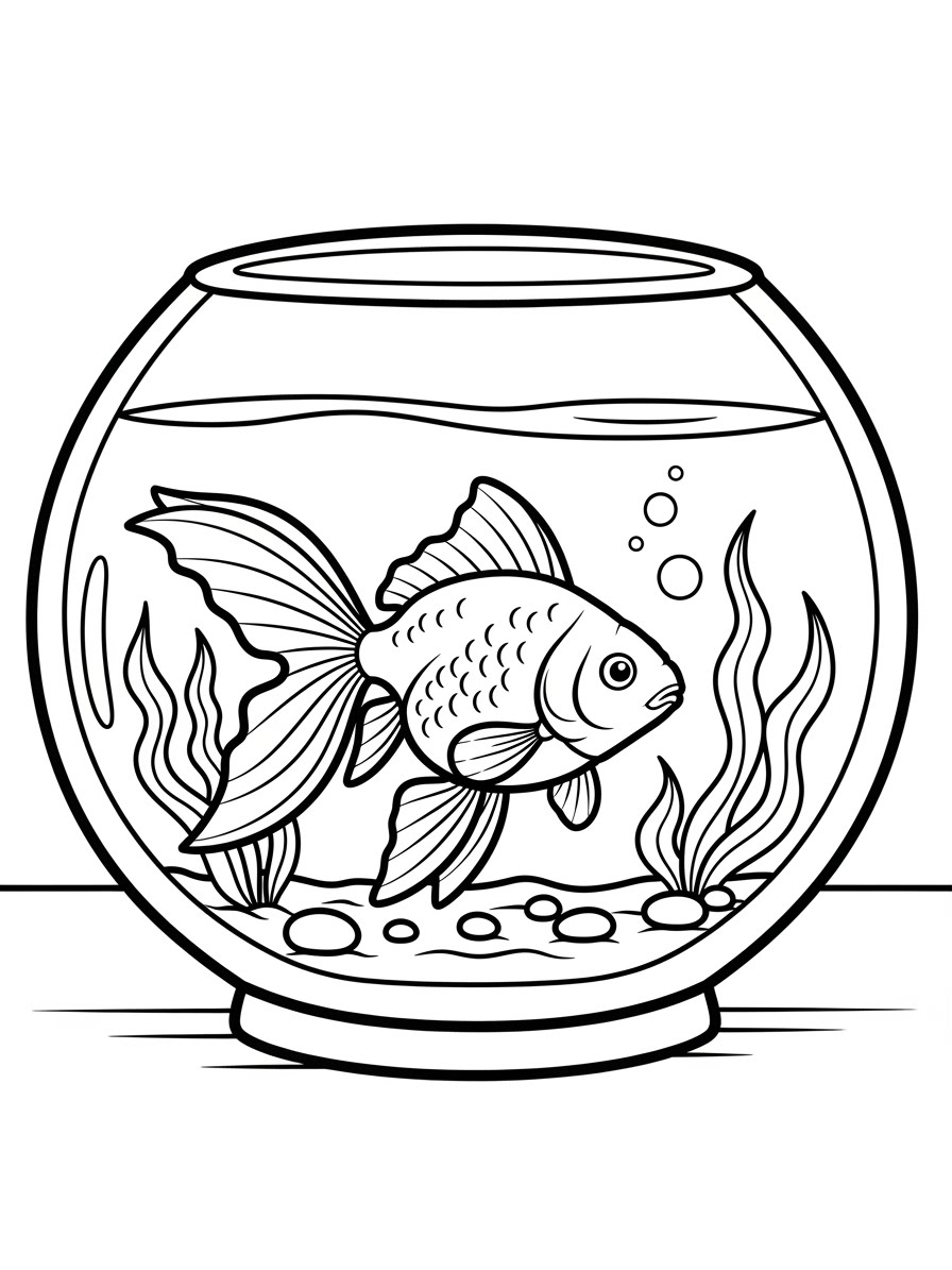 Desenho de Peixe Dourado na bolha de água para colorir