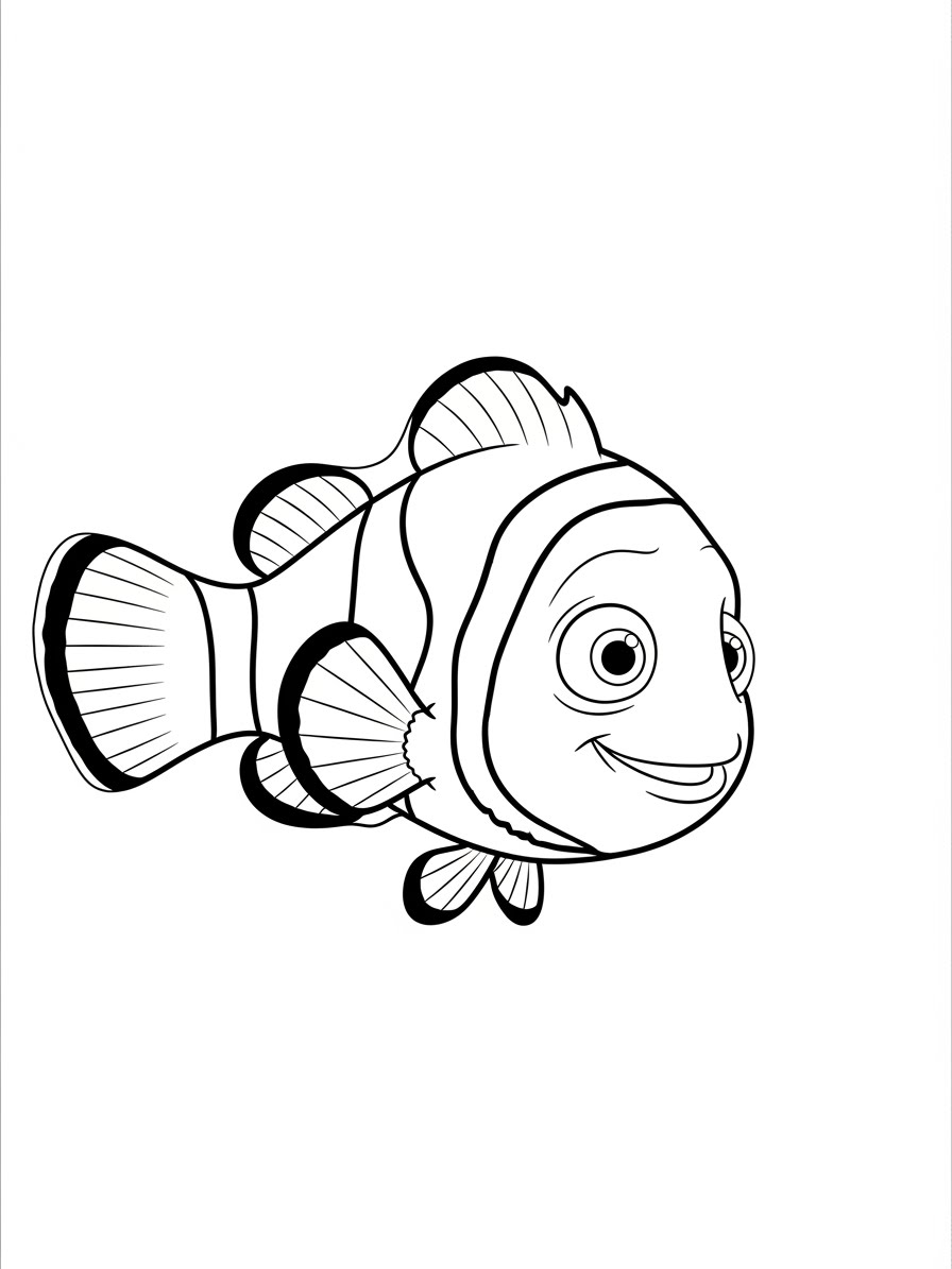 Desenho de Peixe Fofo com sorriso para colorir