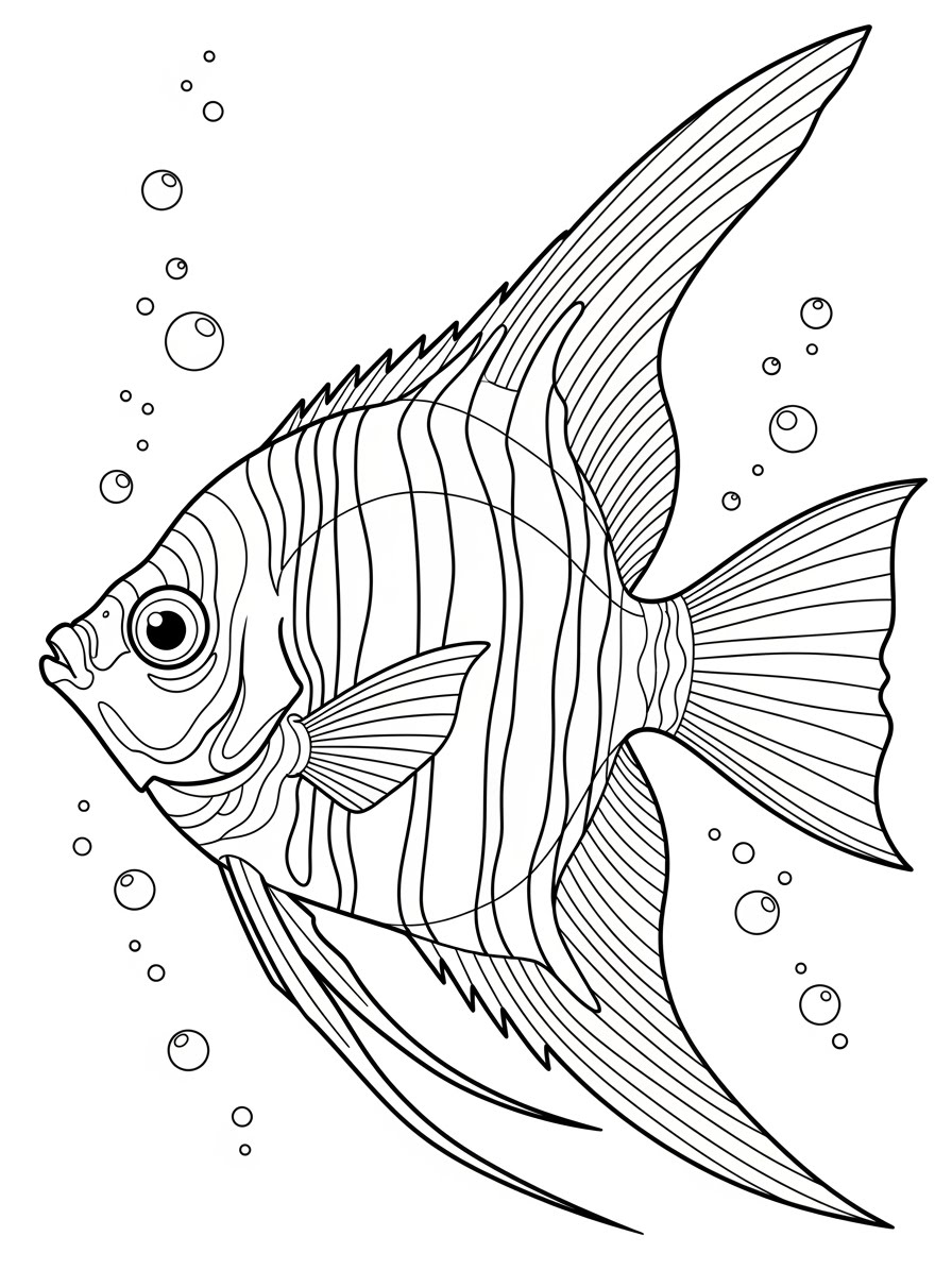 Desenho de Peixe com bolhas para colorir