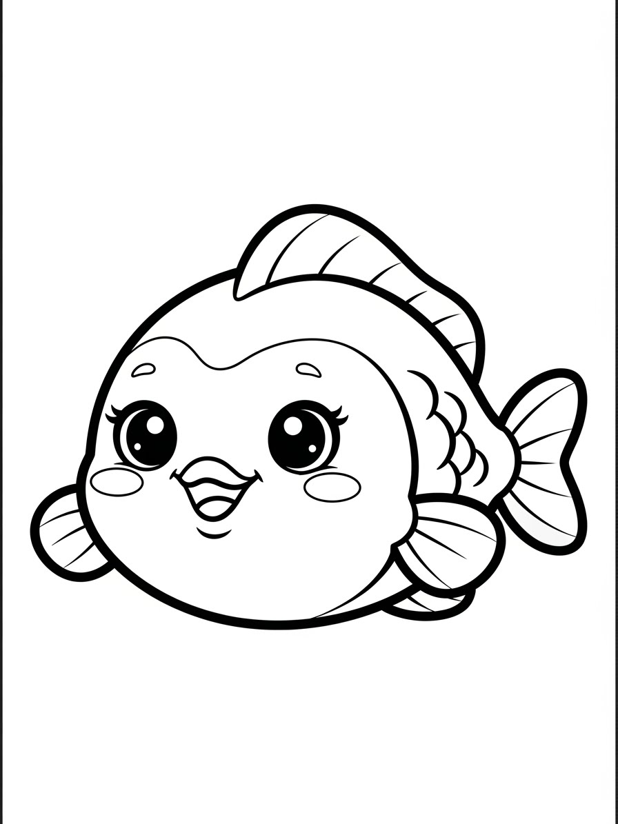 Desenho de Peixe Fofo feliz para colorir