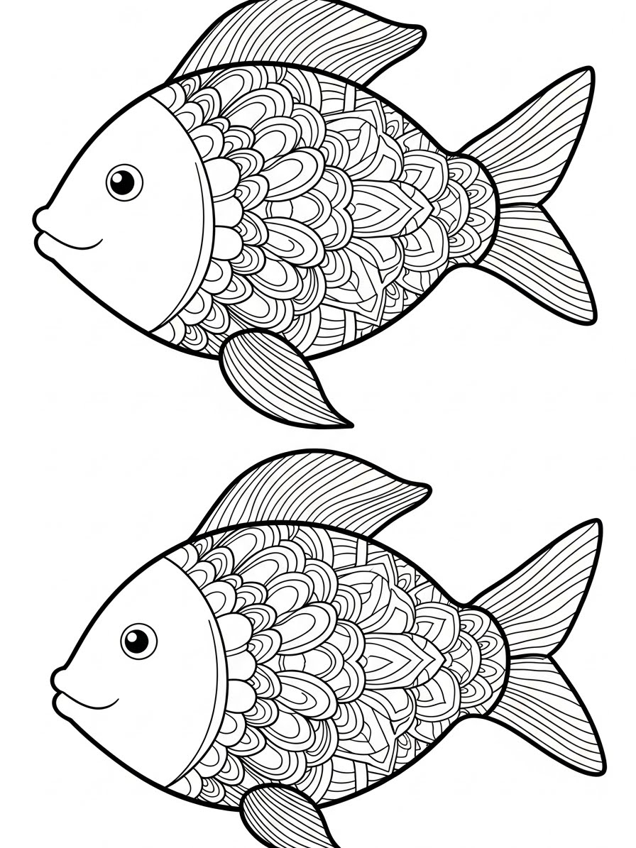 Desenho de Peixe Fofinho para colorir