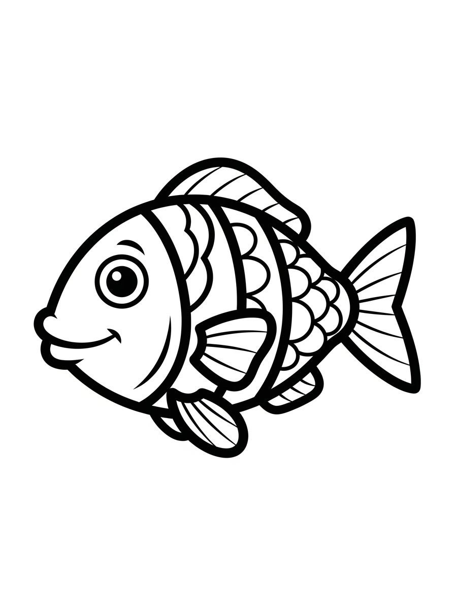 Desenho de Peixe fofo nadando para colorir