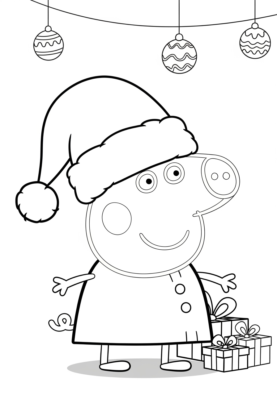 Desenho do George Pig com presente para colorir