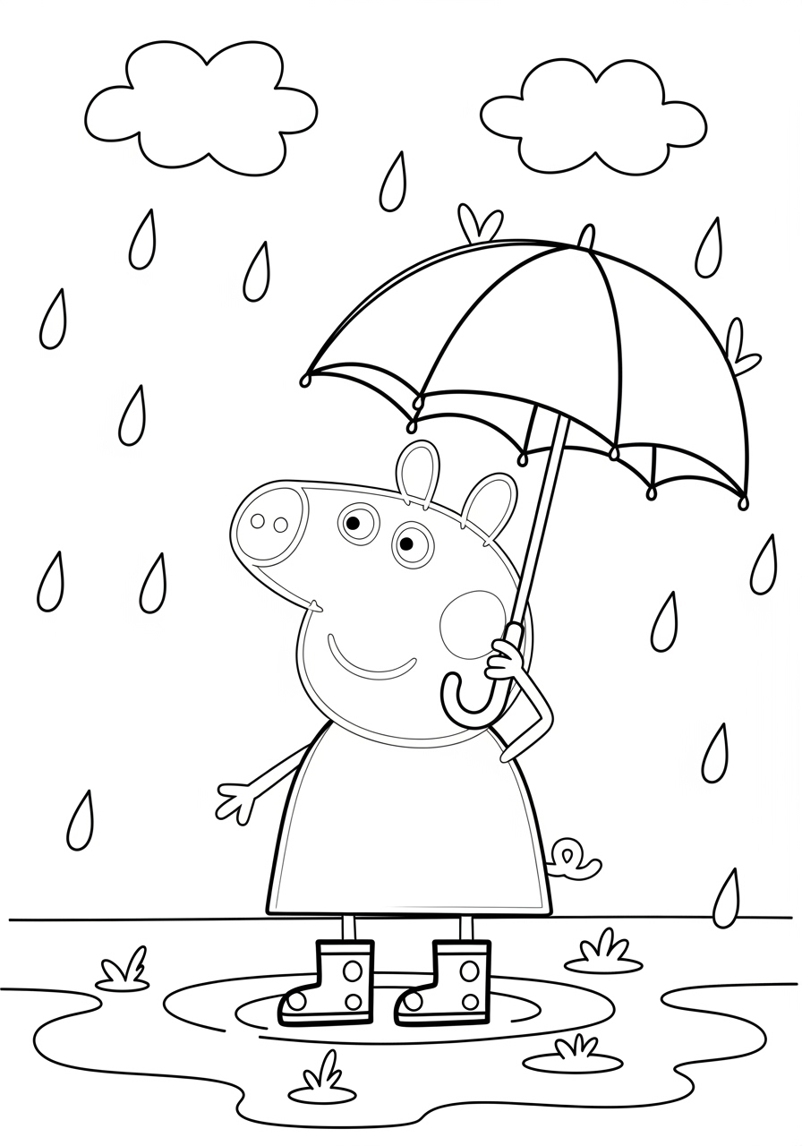 Desenho do George segurando um guarda-chuva para colorir