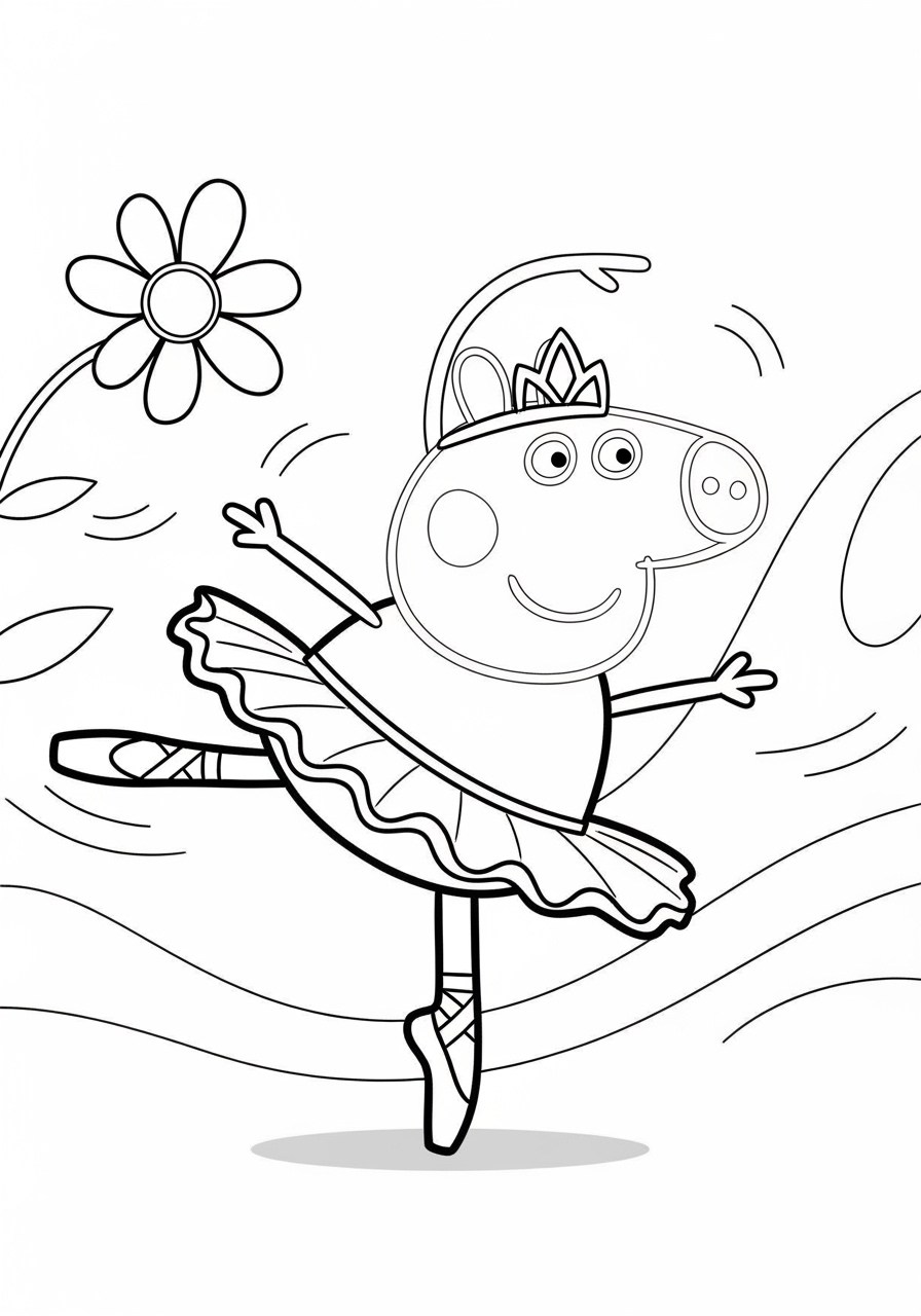Desenho da Peppa Pig como bailarina para colorir
