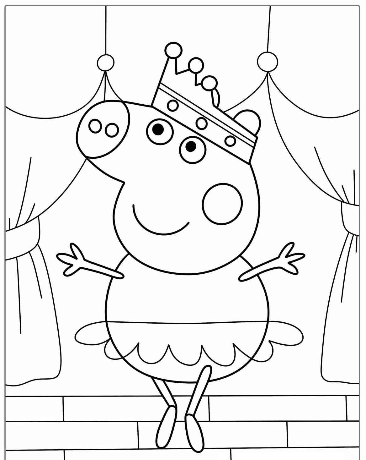 Desenho da Peppa Pig vestida de bailarina para colorir