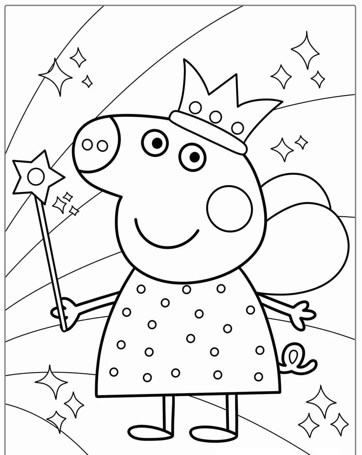 Desenho da Peppa Pig como uma princesa para colorir