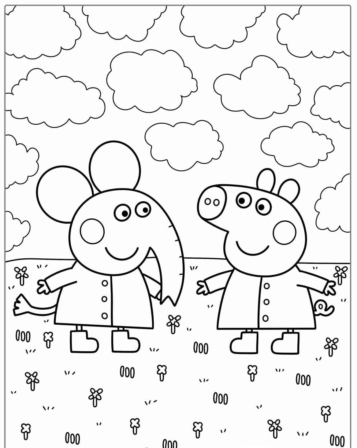 Desenho do George e da Mamãe Pig para colorir