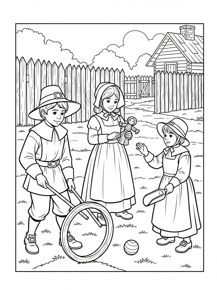 Desenho de Peregrino brincando no quintal para colorir