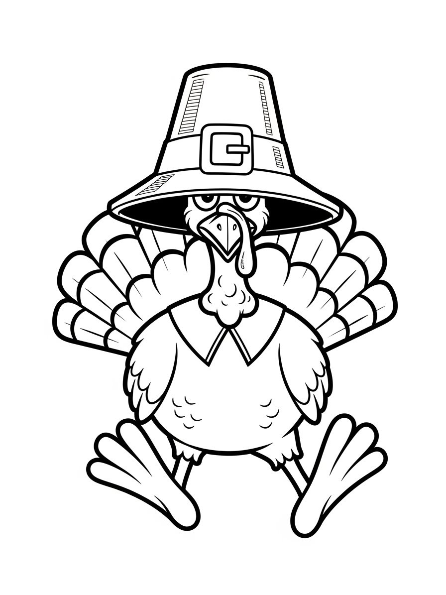 Desenho de Peru com chapéu para colorir