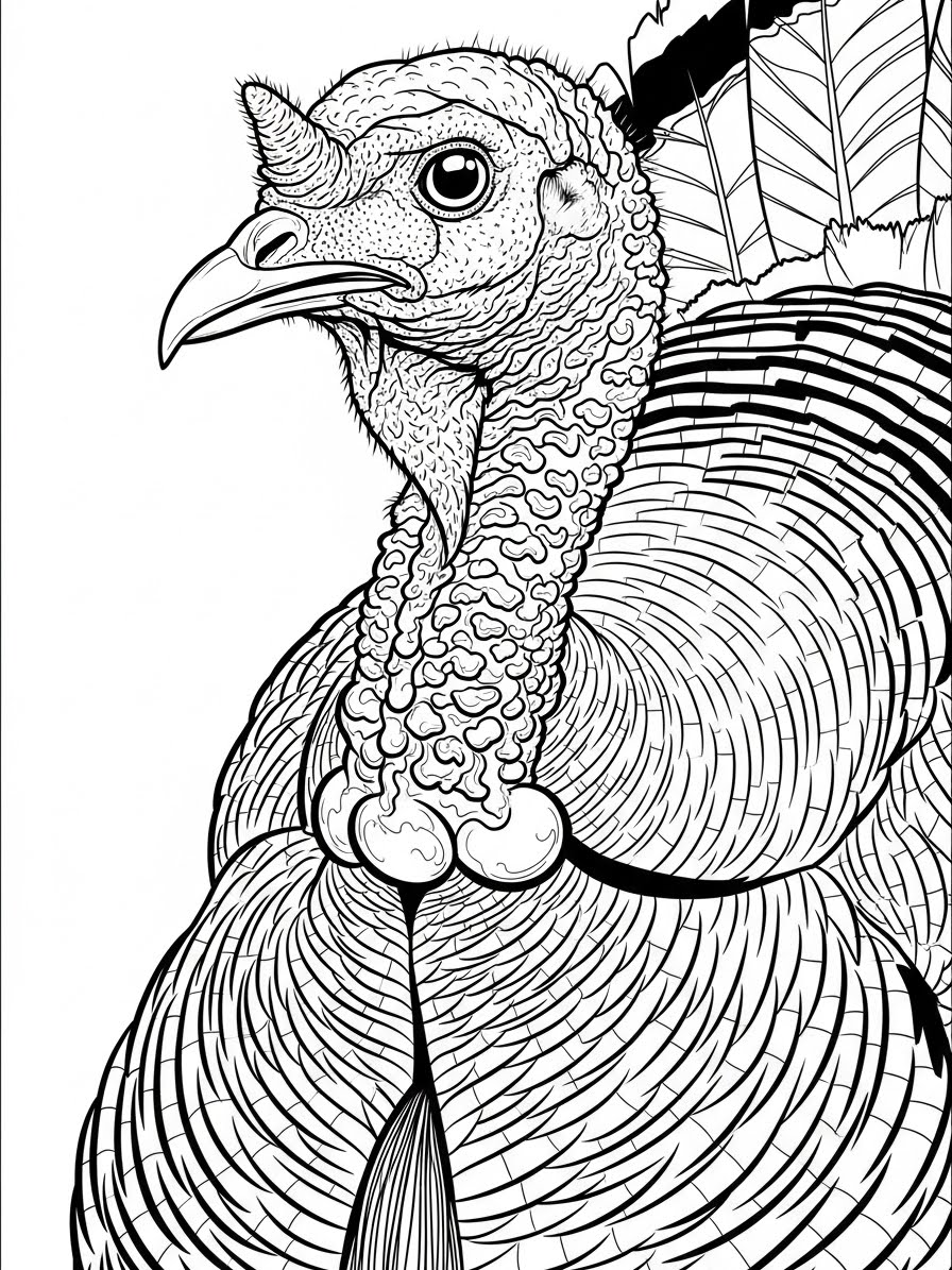 Desenho de Peru detalhado para colorir