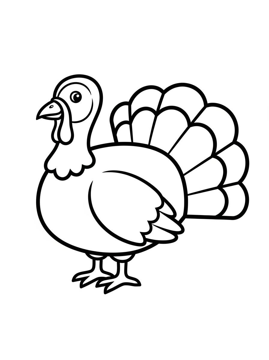 Desenho de Peru simples para colorir