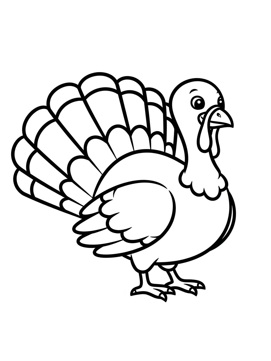 Desenho de Peru simples e fofo para colorir