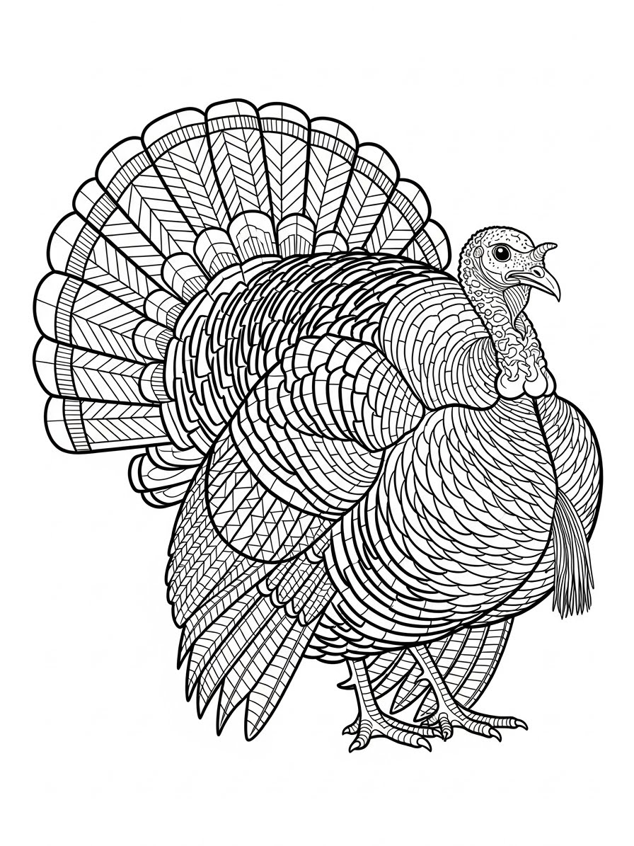 Desenho de Peru realista para colorir