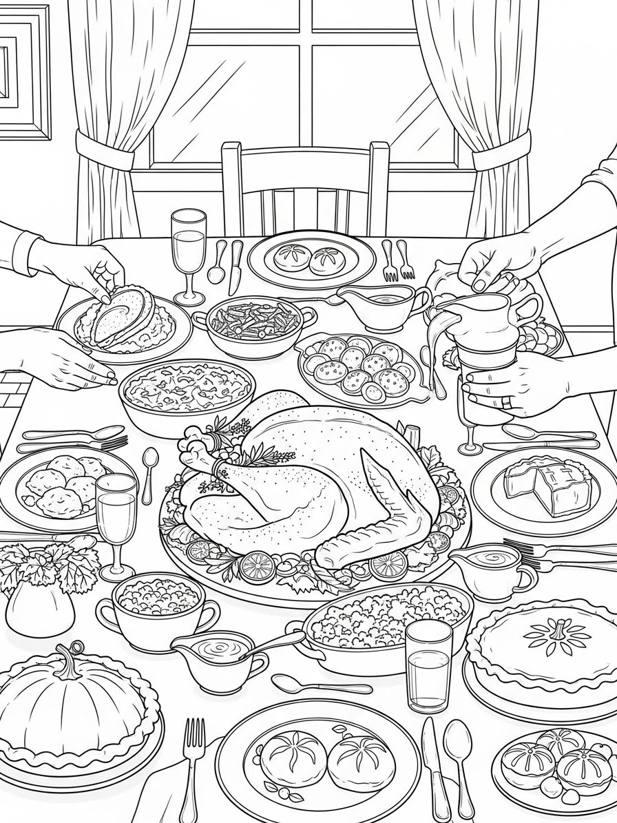 Desenho de Peru da ceia de natal para colorir