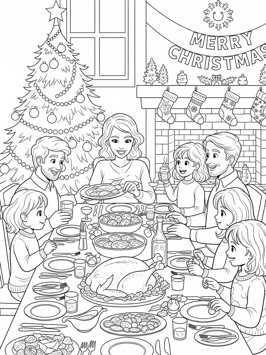 Desenho de Peru da ceia de natal para colorir