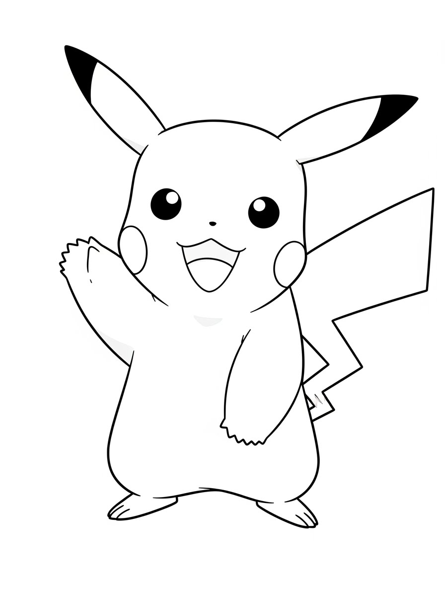 Desenho do Pikachu acenando para colorir