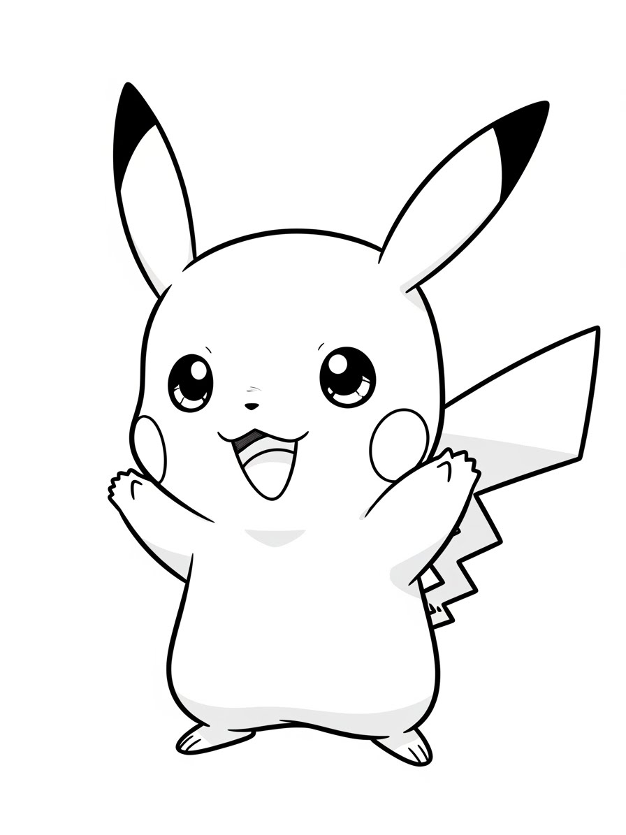 Desenho do Pikachu sorrindo para colorir