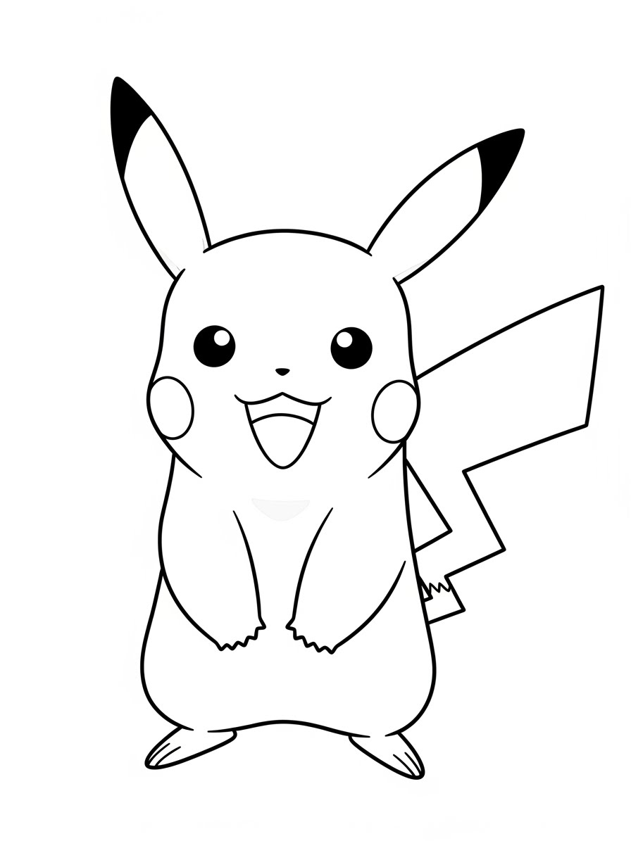 Desenho do Pikachu sorrindo para colorir