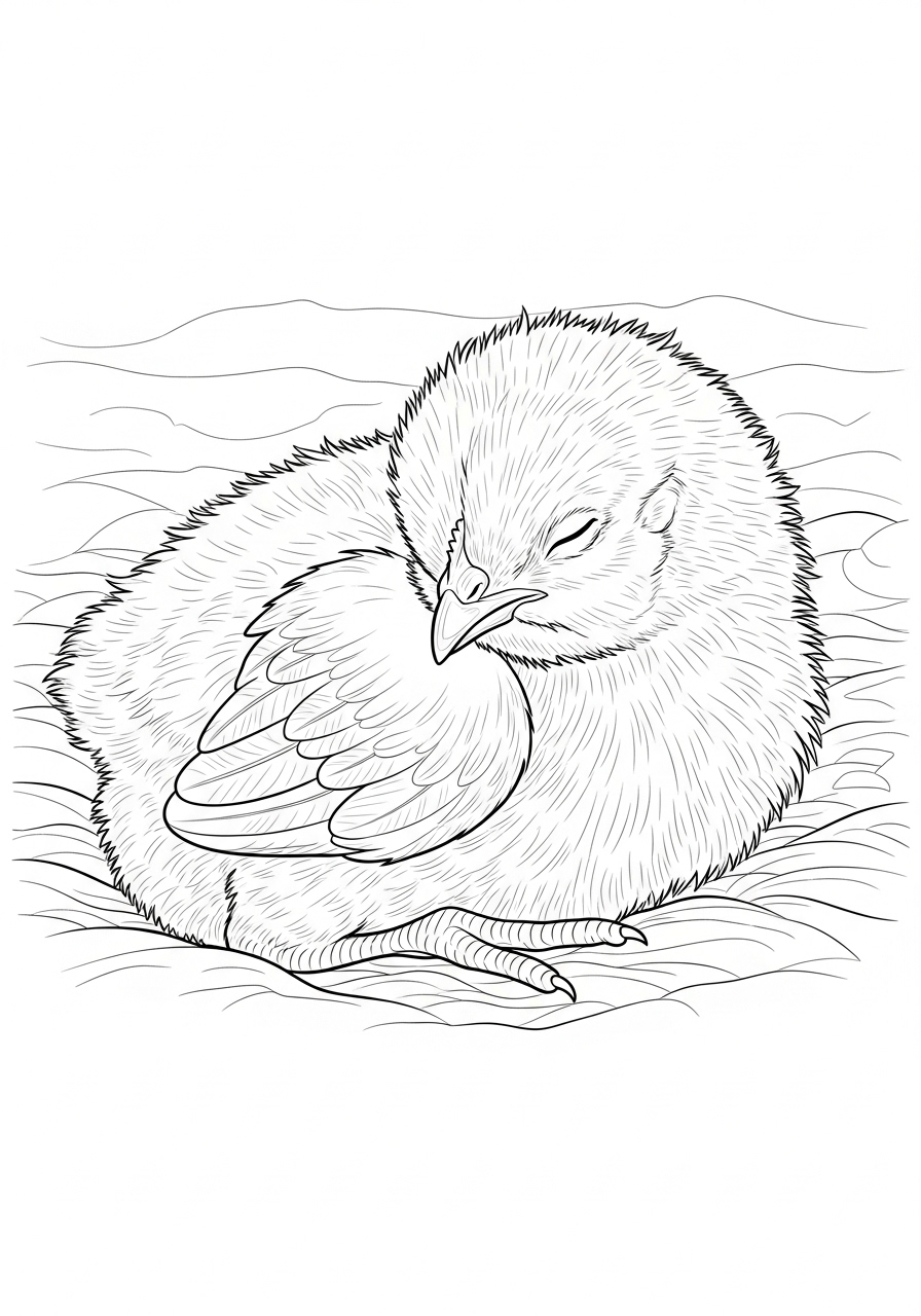 Desenho de Pintinho dormindo para colorir