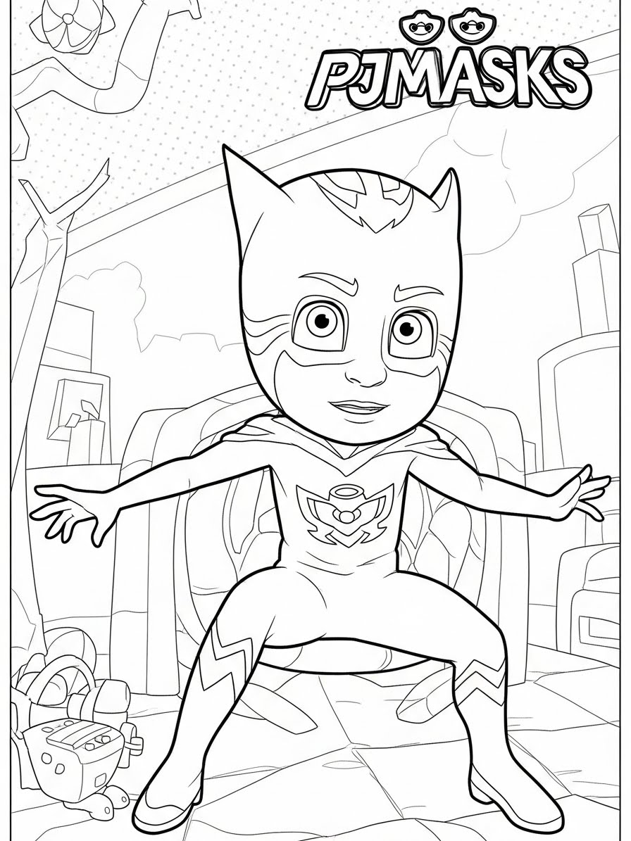 Desenho dos Pj Masks Menino-Gato pronto para colorir