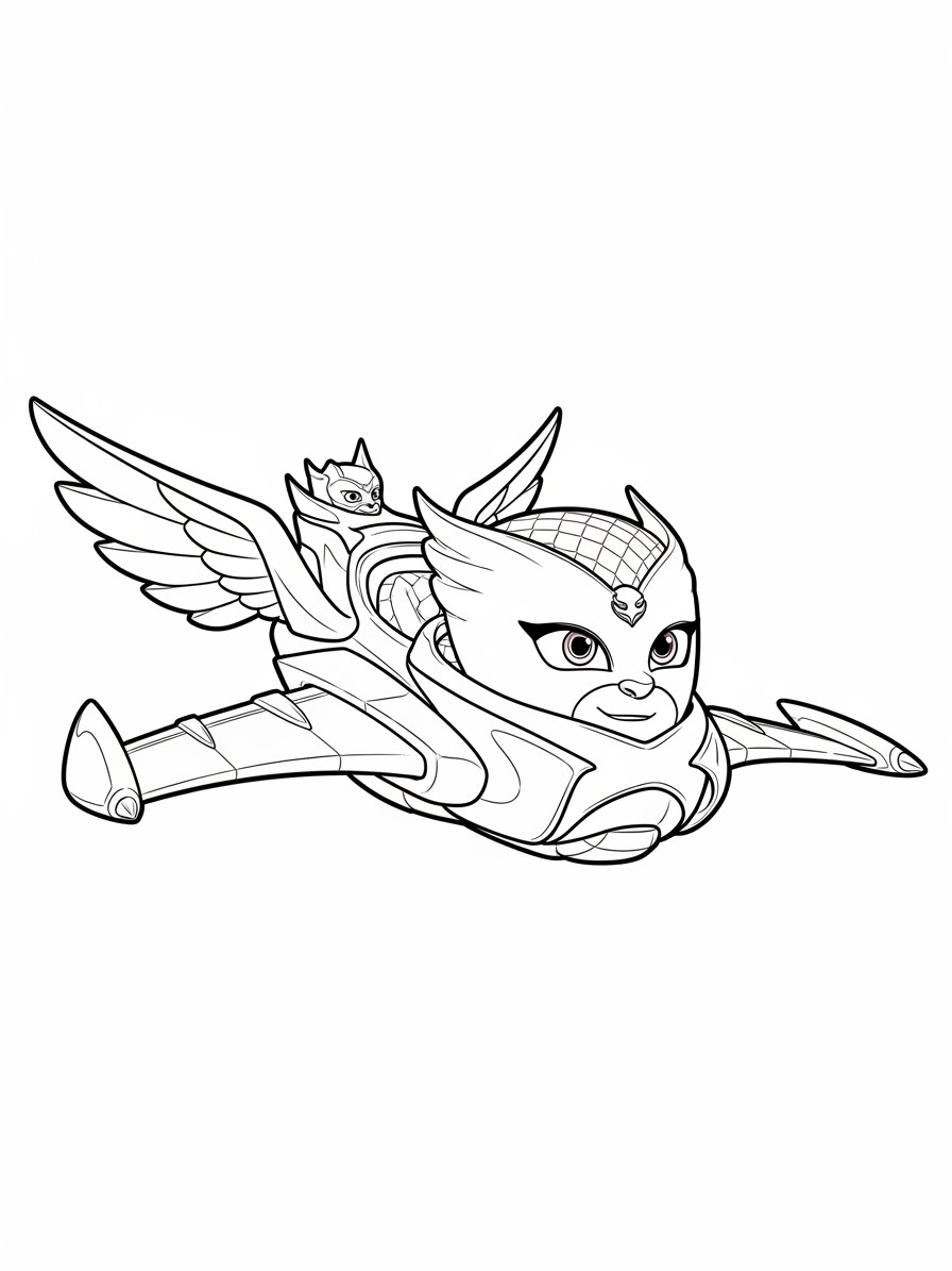 Desenho dos Pj Masks Corujita voando para colorir